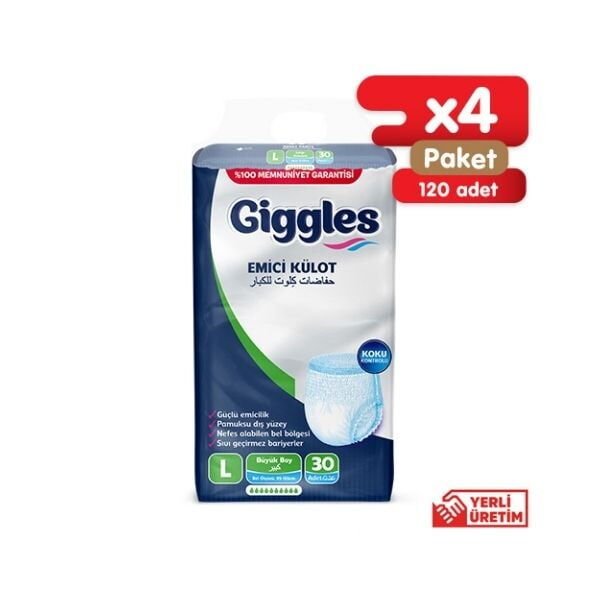GİGGLES (L) Külotlu Hasta Bezi Emici Külot 120 Adet