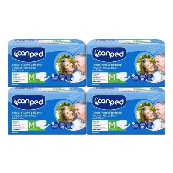 CANPED (M) Tekstil Yüzey Bel Bantlı Hasta Bezi 120 Adet