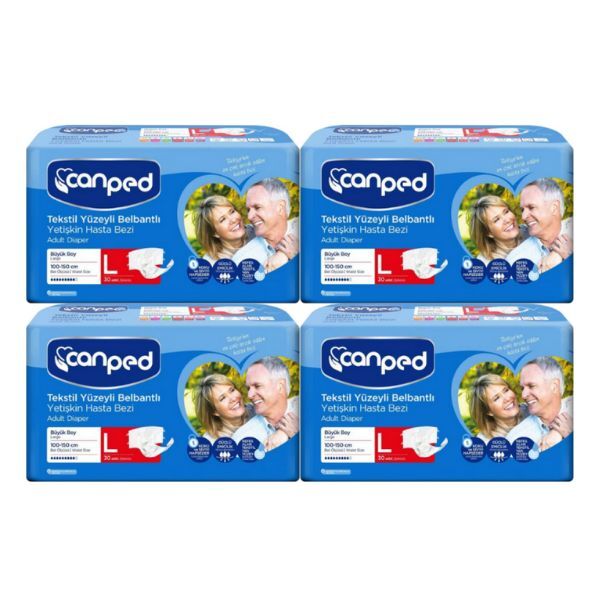 CANPED (L) Tekstil Yüzey Bel Bantlı Hasta Bezi 120 Adet