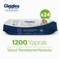 GİGGLES Vücut Temizleme Havlusu 50'li 24 Paket 1200 Havlu