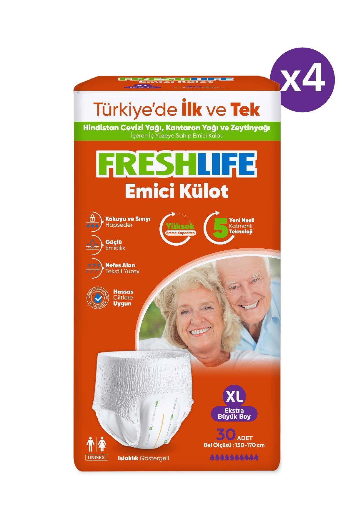 FRESHLİFE Xlarge Emici külot 30’lu 4 Paket (120 Adet)