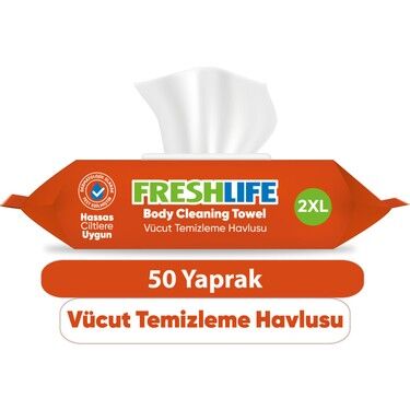FRESLİFE Vücut Temizleme Havlusu  50 Yaprak 12 Adet