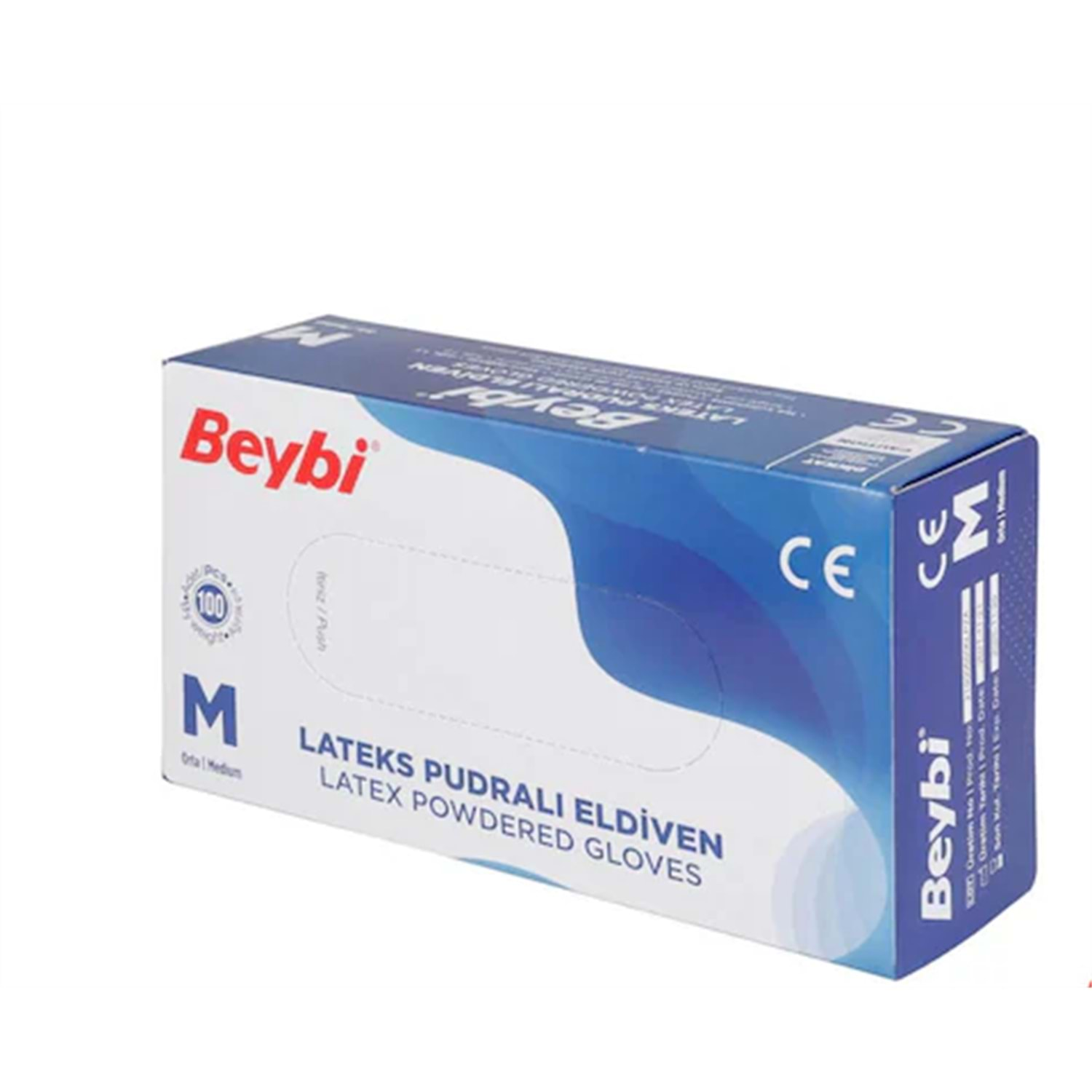 BEYBİ Latex  Pudralı Eldiven (M)  Orta 100'LÜ 4 Paket