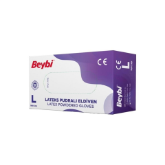 BEYBİ Latex  Pudralı Eldiven (L) Büyük 100'LÜ 4 Paket